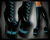 Black & Teal PVC Boots