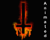 burning inverted cross