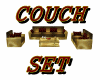 GOLD/BURGUNDY COUCH SET