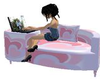 Hearts Couch w/Laptop