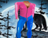 pink&blue latex catsuit
