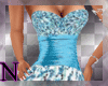 pb white blue long dress