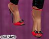 Red & black bow sandals