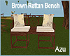Brown Oak Rattan Bench