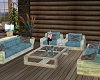 Blue wood sofa set (SB)