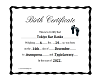 Tokiyo's Birth Certifica