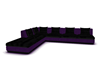 Prpl/Black L Shape Couch