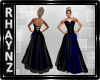 Blue and Blck Satin Gown