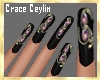 2021Black&Flowers Nails