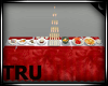 red animated buffet tabl
