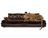 Leather sofa with Tiger