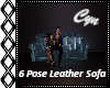 6 Pose Blu Leather Sofa
