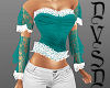 Pretty Teal Top W/Lace