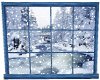 snow scene window blue