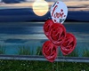 i love u roses.ballons