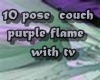 purple flame couche w tv