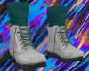 Grey boots Cyan socks