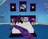 Purple bed with poses
