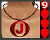 J9~Letter J Red Pendant