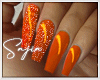 Ⓢ Orange Nails Glitter