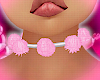 ! pink pompom necklace