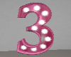 Pink Number Three Sign