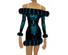 Black/Teal Feather Dress