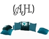 (A.H.)Teal Btfly Pillows