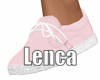 Pink and white sneakers