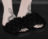 Black Fur Snake Slippers