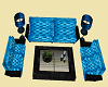 Blue Black Sofa Set