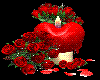 burning candle/roses