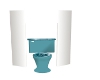blue and white toilet