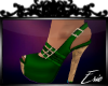 Green buckle heels