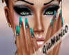 g;teal feather nails