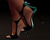 black and teal heels