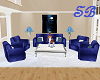 SB*Blue Leather Sofa Set