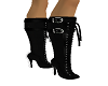 Black Buckle Spike Boots