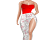 red w flower dress