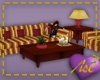 Gold & Burgandy Sofa Set
