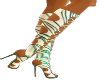 Sage/ white strap heel