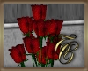 TC~ Red Rose Black Vase