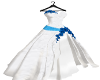 White/blue wedding gown