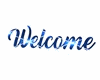 welcome sign blue