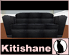 Blk Leather Cuddle Couch