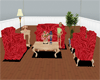 red sofa set
