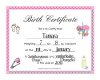 Birth Certificate Tamara