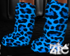 Leopard Fur Boots Blue