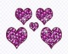 5 purple glitter hearts