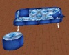 silver and blue couch